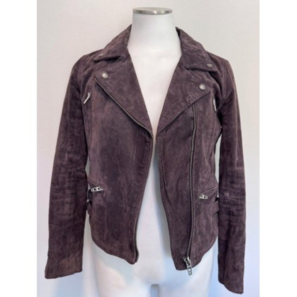 BlankNYC Chocolate Brown Suede Leather Moto Jacket XS 73K-9147AP